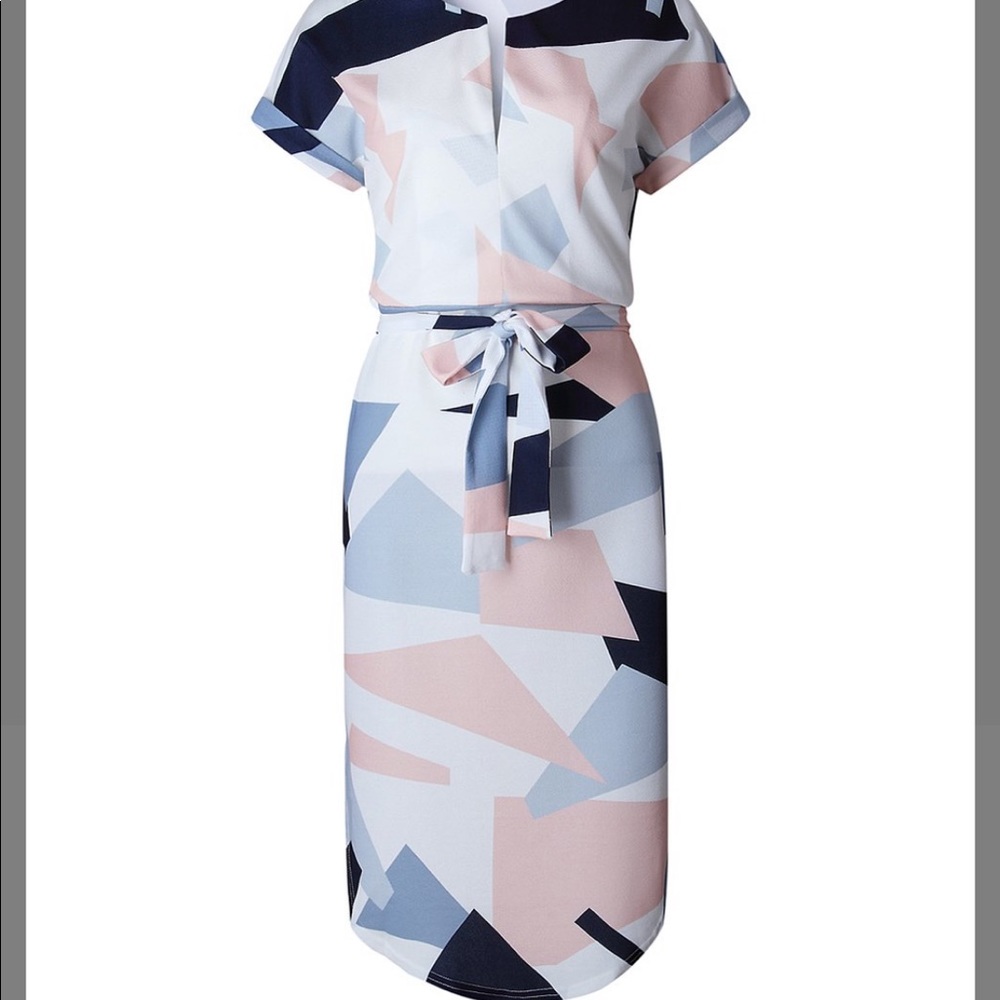 Boutique Geometric Print Midi Dress NWOT - Picture 2 of 6